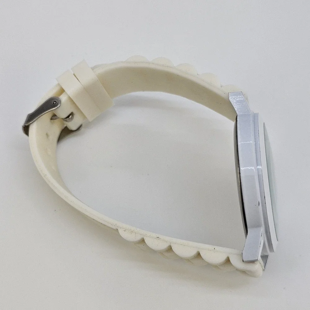 Men's Watch 42MM White Dial White Plastic‎ Bands New Battery